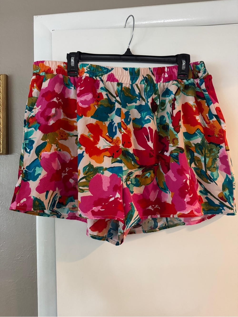 SHEIN Pink Multi Floral Elastic Waist Shorts
